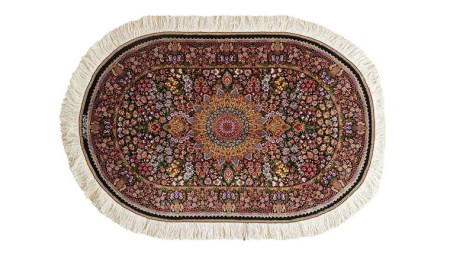 【限定1品】 絨毯 シルク100％ 手織り ラグマット カーペット／ 高級 玄関マットサイズ 89×57cm 高品質 じゅうたん ラグ  （FS-2113) 