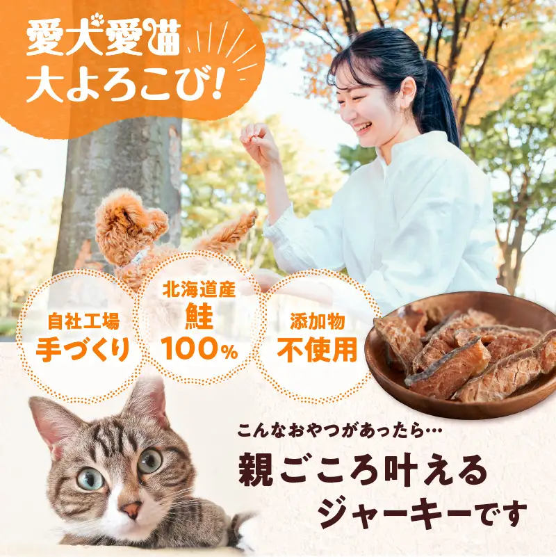【5営業日以内に発送】【 アスランエゾベニソン 鮭ジャーキー 40g×5パック 】 T012-013 ペット用品