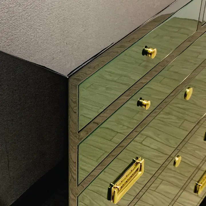 桐モダンチェスト 75巾四の二 グリーン&ブラック【田中家具】