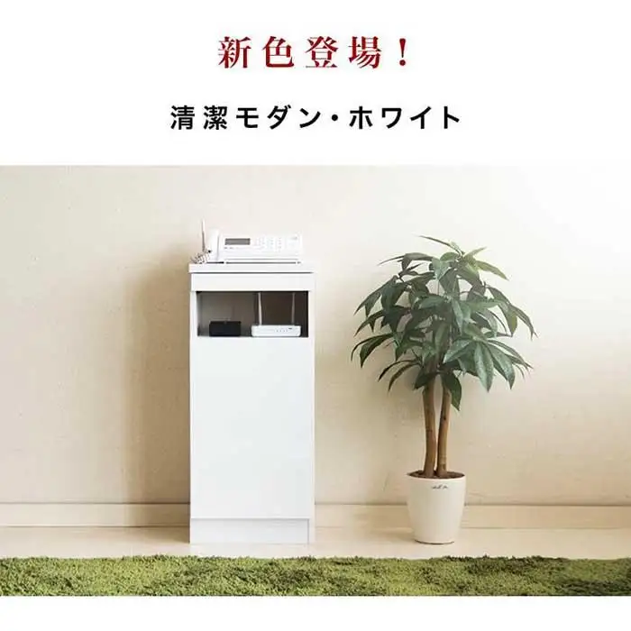 【完成品】ゴールデンFAX台 扉1枚タイプ 鏡面ホワイト AKU101747702