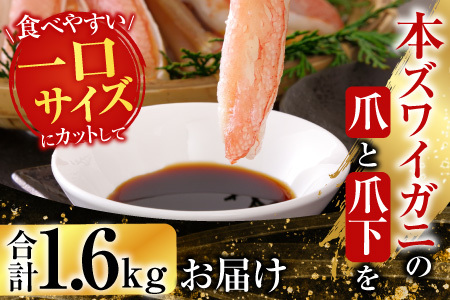 根室海鮮市場＜直送＞本ズワイガニ(爪棒肉ポーション・爪下棒肉ポーション)1.6kgセット C-28032