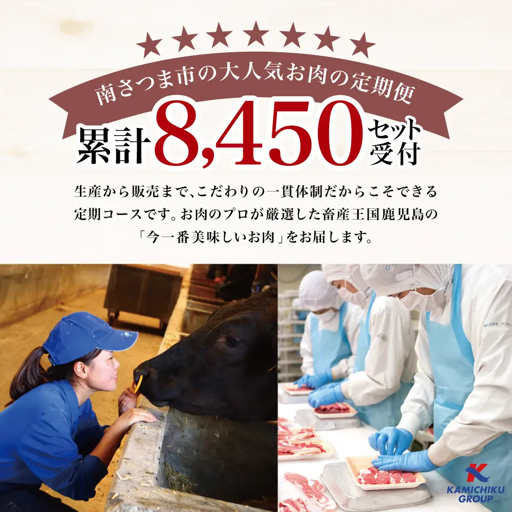【定期便全6回】情熱牧場 鹿児島県産お肉の定期便 トライアルコース お肉 ステーキ すき焼き しゃぶしゃぶ 焼肉 BBQ A5等級 黒毛和牛 牛肉 豚肉 スライス 小分け 定期便 冷凍 カミチク 南さつま市