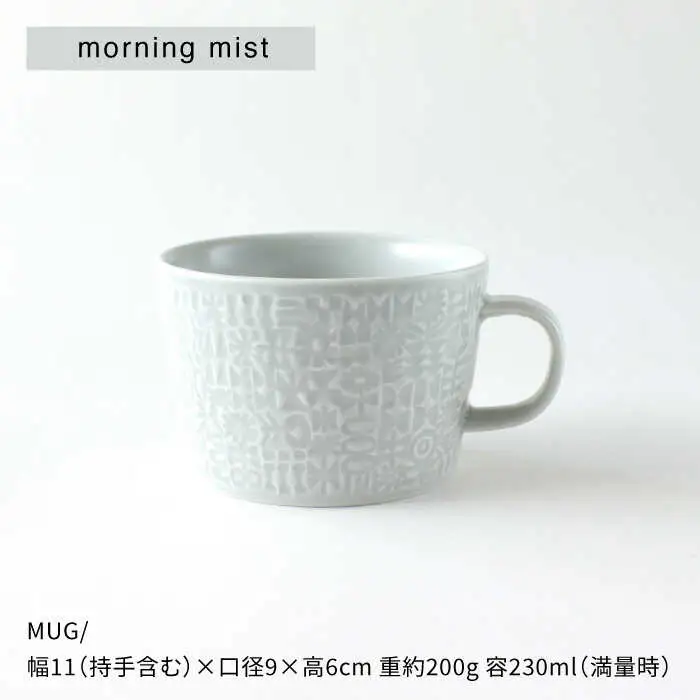 【波佐見焼】PATTERNED PLATE,MUG  セット morning mist 【BIRDS' WORDS】[CF035] 波佐見焼