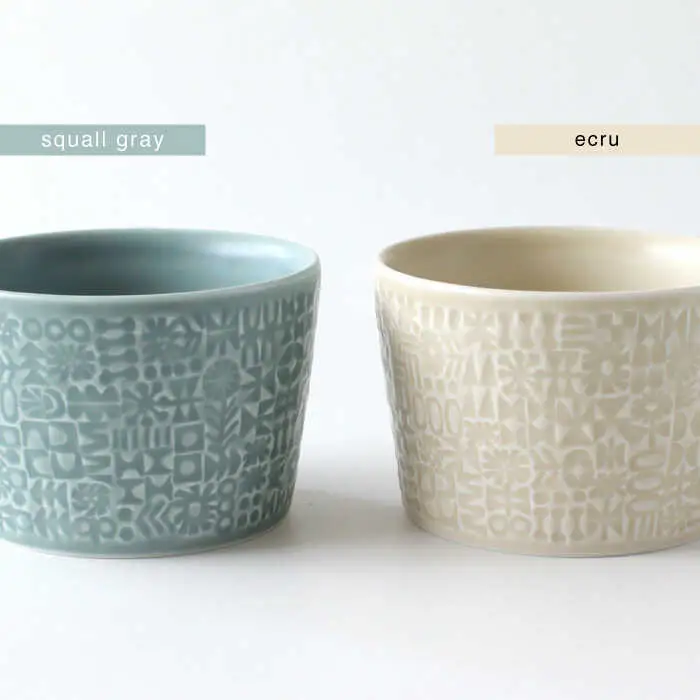【波佐見焼】PATTERNED MUG ペア2色セット  squall gray＋ecru 【BIRDS' WORDS】[CF045] 波佐見焼