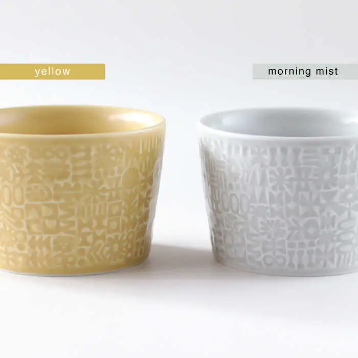 【波佐見焼】PATTERNED MUG ペア2色セット  yellow＋morning mist 【BIRDS' WORDS】[CF046] 波佐見焼