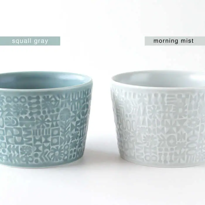 【波佐見焼】PATTERNED MUG ペア2色セット  squall gray＋morning mist 【BIRDS' WORDS】[CF049] 波佐見焼