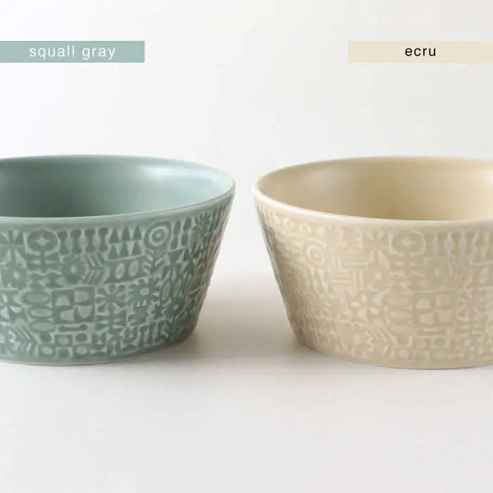 【波佐見焼】PATTERNED BOWL ペア 2点セット squall gray ＋ ecru【BIRDS’ WORDS】[CF058] 波佐見焼