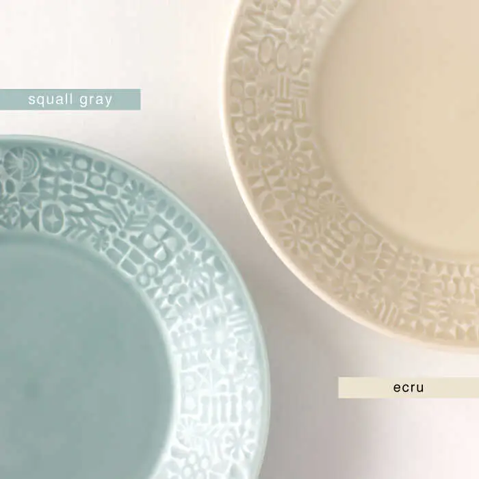 【波佐見焼】PATTERNED PLATE ペア 2色セット squall gray＋ecru【BIRDS' WORDS】[CF060] 波佐見焼