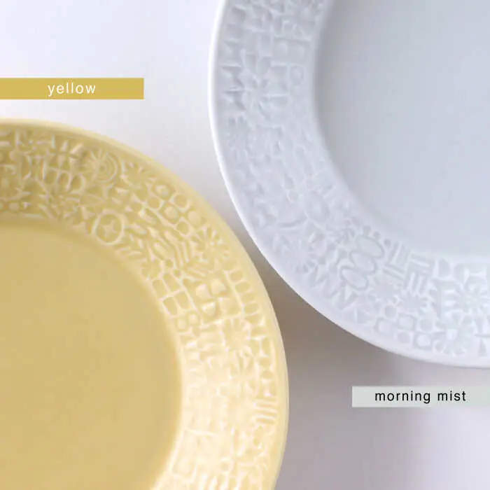 【波佐見焼】PATTERNED PLATE ペア 2色セット yellow+morning mist【BIRDS' WORDS】[CF062] 波佐見焼
