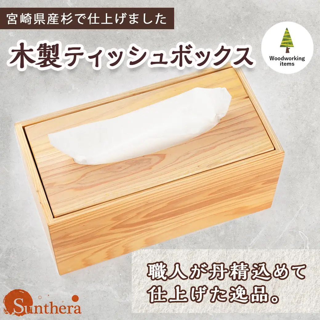 宮崎県産杉ティッシュ箱（落し蓋）〔12-E301〕_(都城市) 木製 テッシュボックス 落し蓋式 幅27.5cm 奥行14.1cm 高さ12.8cm 小物入れ 便利グッズ