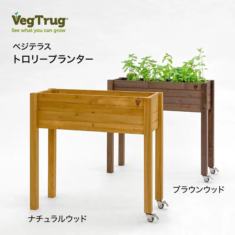 58381200 ベジテラストロリープランター キャスター付 ブラウンウッド