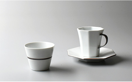 有田焼 白釉錆コーヒー碗皿&マルチカップ【ARITAYAKI-STORE】 和食器 食器 うつわ 器 コーヒーカップ＆ソーサー カップ 小鉢 フリーカップ シンプル おしゃれ 福泉窯 30000円 3万円 ek021