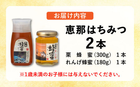 恵那蜂蜜 2本セット (栗蜂蜜300g×1本、蓮華蜂蜜180g×1本) / 恵那市 / はち工房こうけつ [AUDF001]