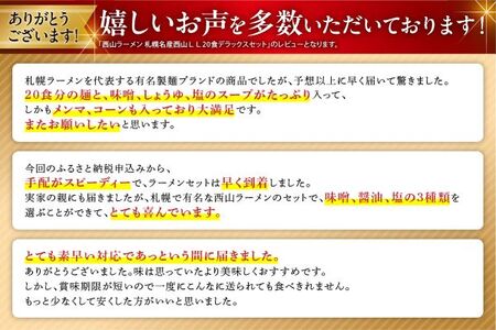 【札幌名産】西山ラーメン 20食デラックスセット トッピング付き 人気 ラーメン