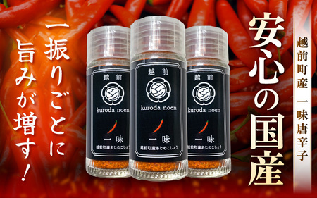 農園直送！しっかり辛くて香り高い国産一味唐辛子15g × 3本 [e62-a011]