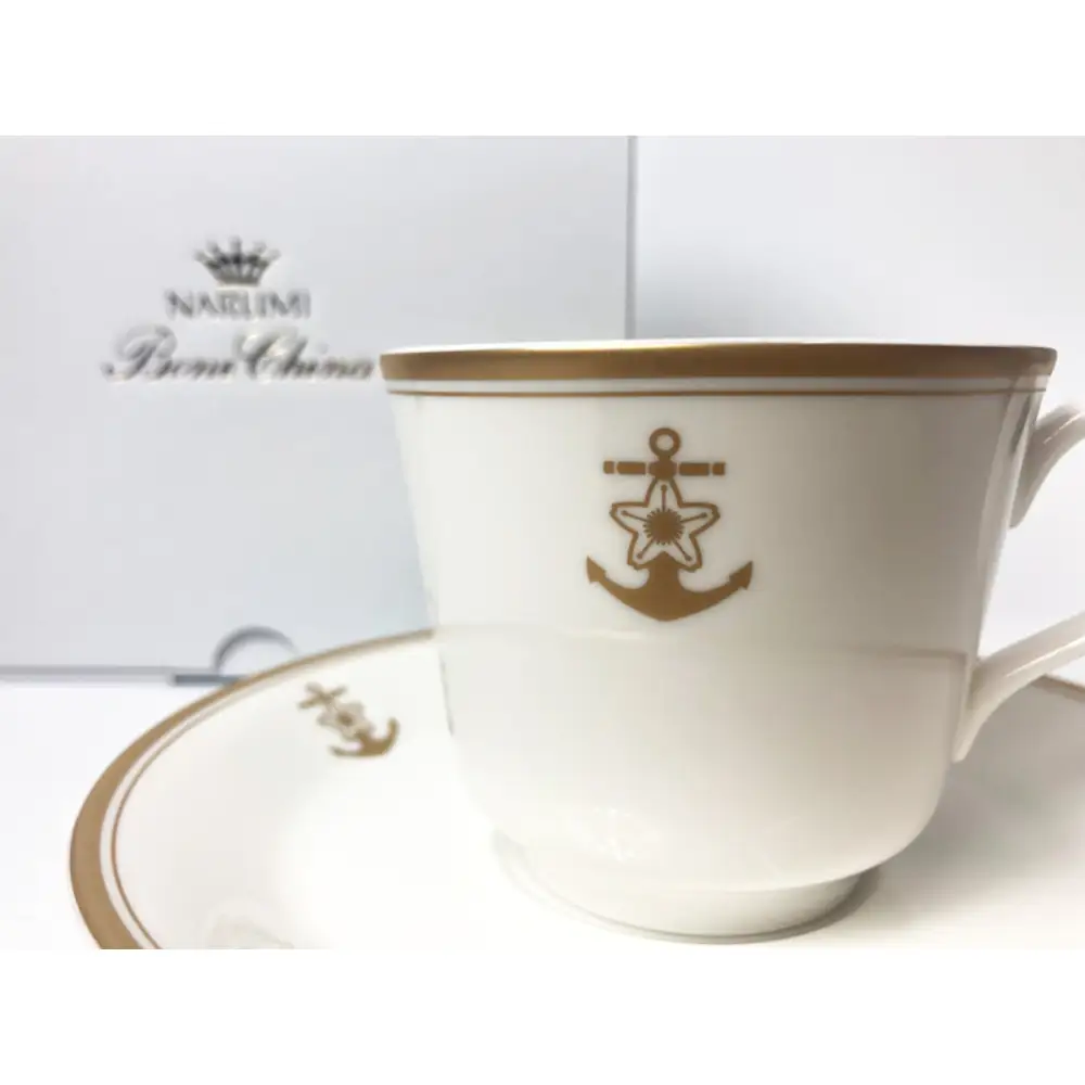 コーヒーカップ＆ソーサー2客セット（桜に錨）鳴海製陶製  化粧箱入り カップアンドソーサー 食器 陶器 ギフト 贈り物 プレゼント 広島県 呉市 ku091-054-r