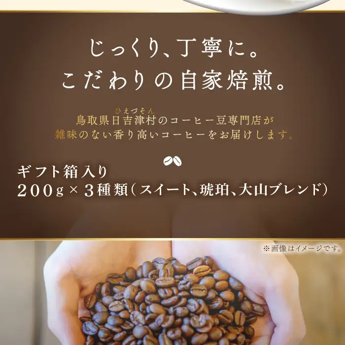 自家焙煎コーヒー（粉）ギフト箱入り　600g（200g×3種）