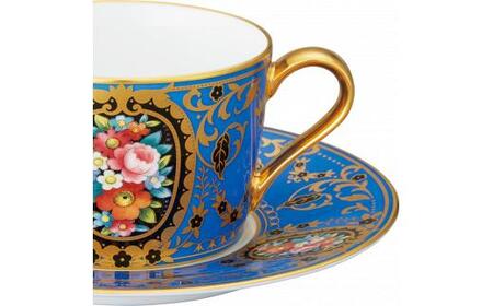 オマージュ コレクションカプチーノ碗皿(青絵花文) 058-H1238