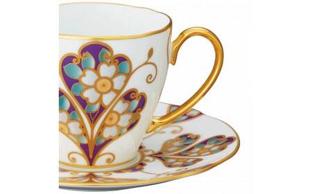 オマージュ コレクションコーヒー碗皿(雲母金彩花文) 058-H1242