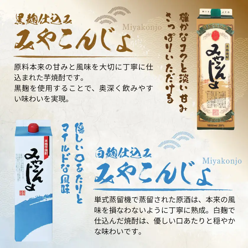 セレクト芋焼酎20度1.8Lパック4種4本セット≪みやこんじょ特急便≫〔21-82-019-Q〕_(都城市) 焼酎 みやこんじょ黒 みやこんじょ 白霧島 黒霧島 20度 1.8L 4本 パック