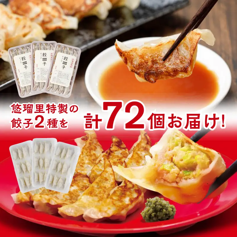 悠瑠里特製餃子36個&鶏餃子36個 食べ比べセット