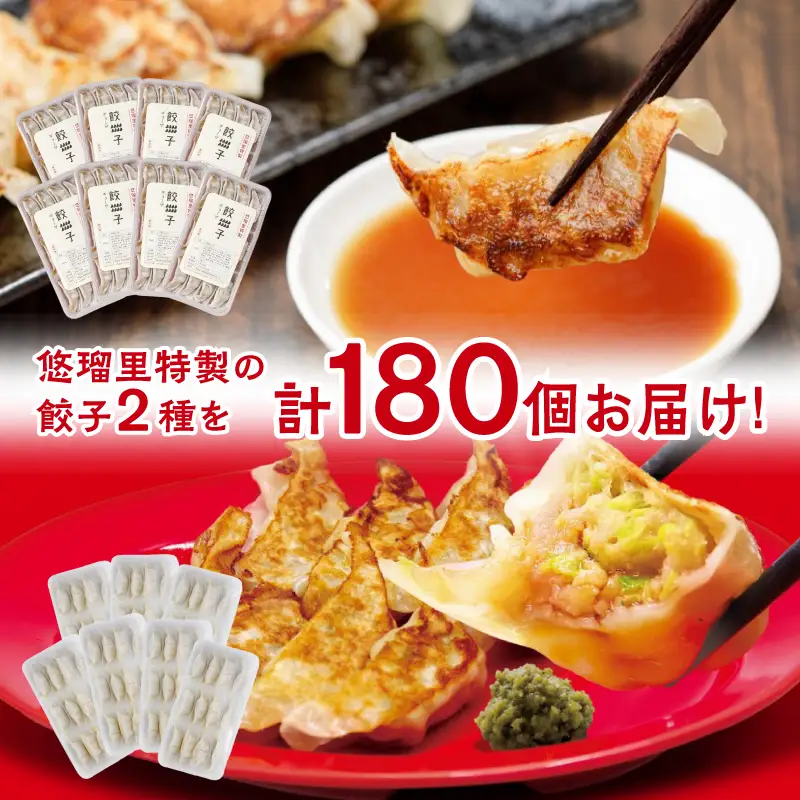 悠瑠里特製餃子96個&鶏餃子84個 食べ比べセット 餃子 ぎょうざ 惣菜