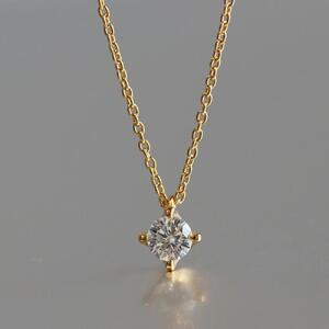 K18イエローゴールド【ラボグロウンダイヤモンドネックレス】0.2ct 4本たてづめデザイン 長さ40cm LAB-K18-002 ネックレス