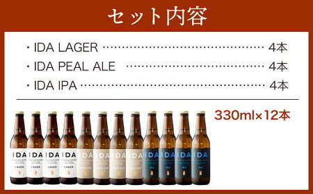088-860 クラフトビール IDA 3種 飲み比べ 12本 セット お酒 ビール 詰め合わせ ギフト 贈り物