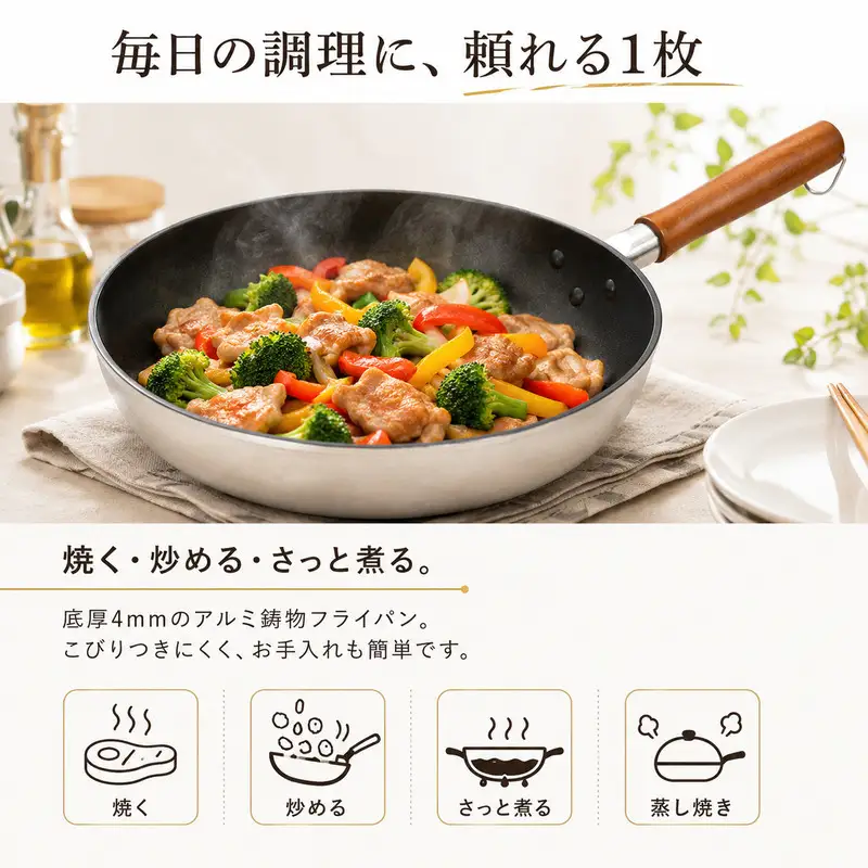 匠技極 フライパン26cm ガス火専用 フライパン 26cm 調理器具 キッチン用品 キッチン ショットピーニング処理 軽量 日本製 新潟 