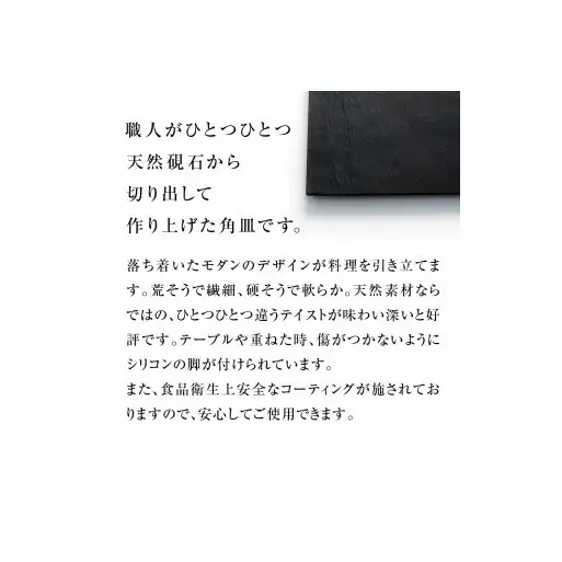 【雄勝石】石皿270×120 雄勝石 玄昌石 食器 石皿 270×120×6mm シリコン脚付き お皿 天然石 プレート 黒 雄勝硯生産販売協同組合