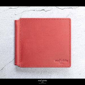 maf pinto (マフ ピント) マネークリップ 二つ折り財布 レッド 薄い カード収納 レザー 本革 日本製