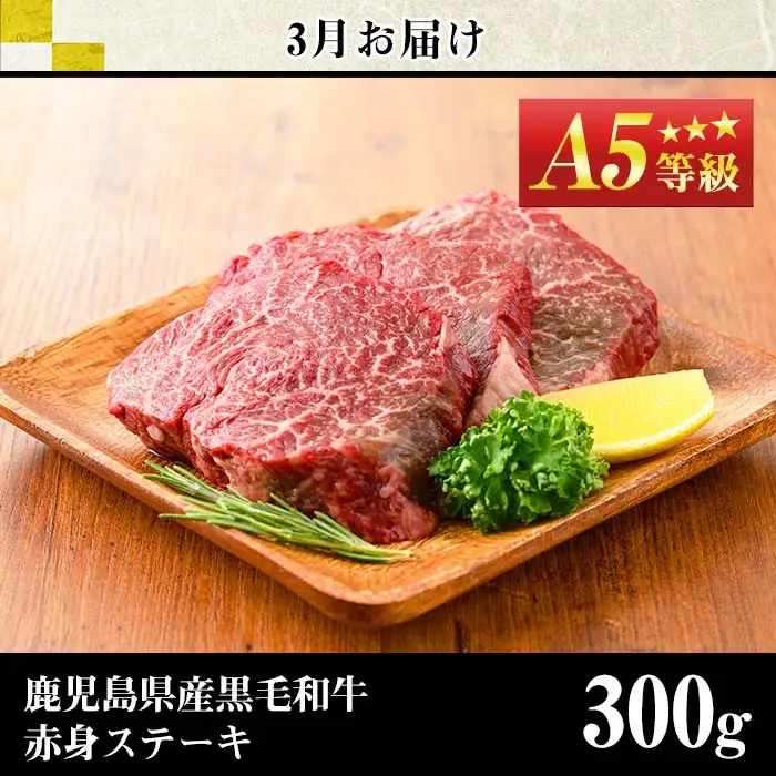 No.1013 ＜定期便・全4回＞鹿児島県産黒毛和牛赤身定期便(合計1.7kg)牛肉 黒毛和牛 和牛 ステーキ スライス 焼肉 BBQ キャンプ 定期便 頒布会 A5 冷凍 ギフト【LRプラスK】