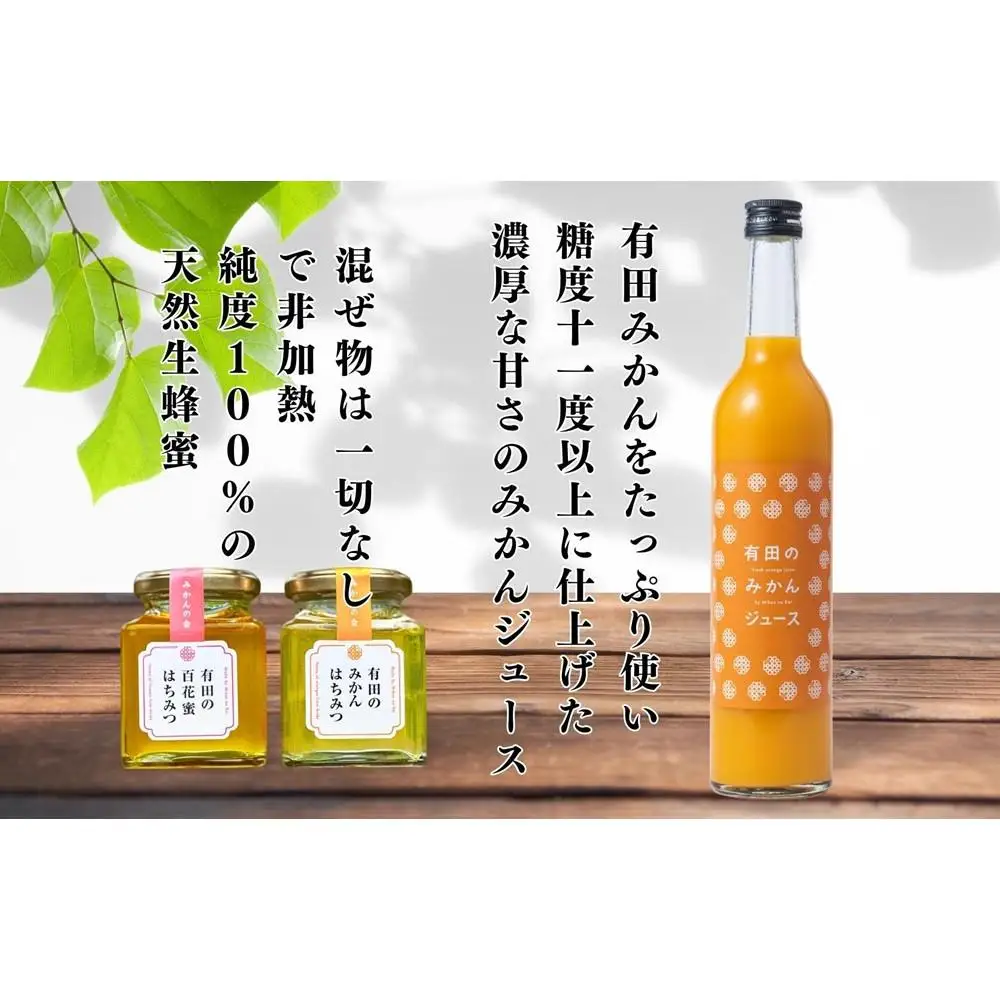 みかんジュース (500ml×2本) と はちみつ ( みかん蜂蜜・百花蜂蜜 各210g) セット 和歌山県産 産地直送 【みかんの会】