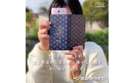 TENPYO PATTERN 抗ウィルススマホケース Mサイズ  伝統文様 天平文様 汎用スマホケース 抗菌 衛生的 ミラー付き カード収納ポケット付き iPhone７ iPhone８ iPhoneSE  鳳凰(HO)
