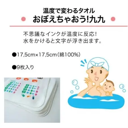 水をかけると文字が浮き出る!不思議なタオルハンカチ 9枚組(温度)【1427128】