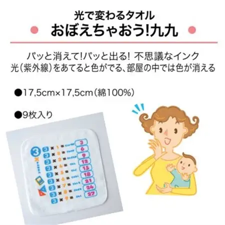光に当たると文字が浮き出る!不思議なタオルハンカチ 9枚組(光)【1427133】