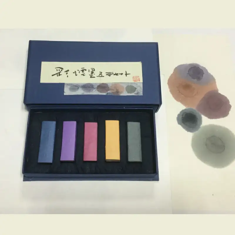 彩煙墨５本セット（人気色その２）  / 田辺市 紀州松煙 紀州墨 彩煙墨 墨 墨セット 書道 書道用品【skm003】