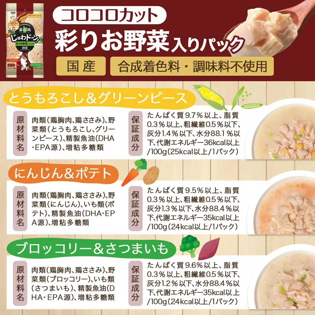 ≪愛犬ご飯≫霧島鶏じゅわドーン!コロコロカット4種セット※ポスト投函〔LC-3305〕_(都城市) コロコロカット 犬用 国産鶏肉 野菜 お肉 バラエティーパック シングルパック ポスト投函