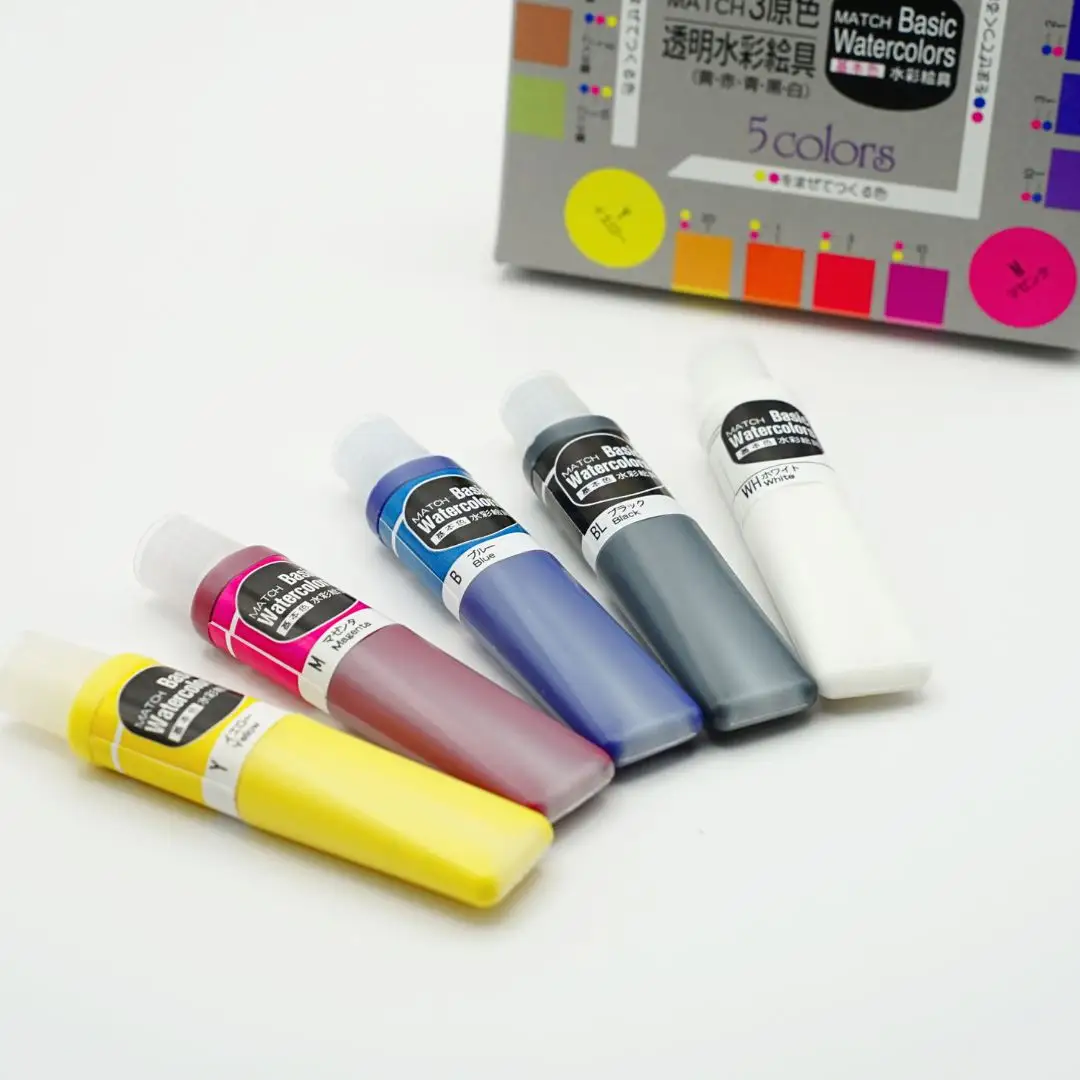 透明水彩絵の具 ベイシックカラー 3原色(5本入り)|絵の具