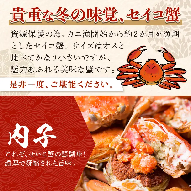 【期間エリア限定！】厳選！絶品！ 釜茹で セイコ蟹5杯 蟹