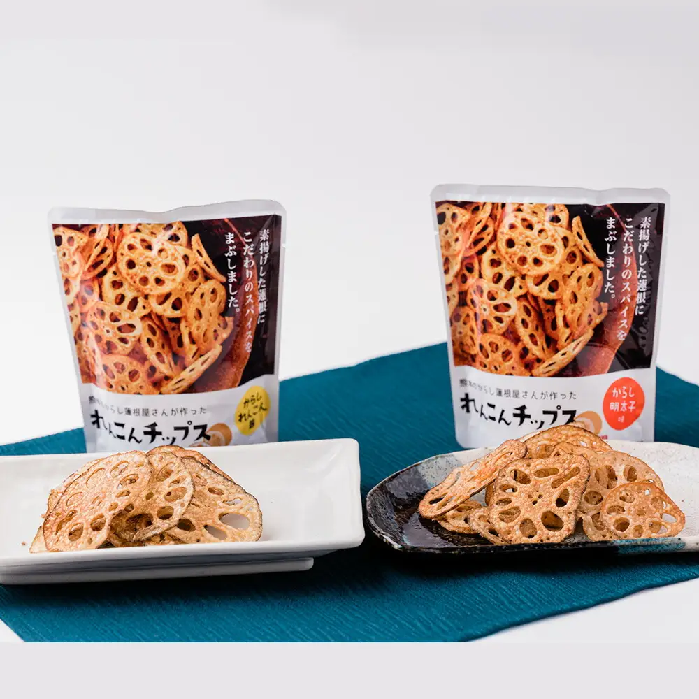 蓮根チップス（からし蓮根味・明太子味）10袋セット	 れんこん