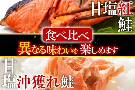 甘塩紅鮭5切×2P、甘塩沖獲れ鮭5切×2Pセット A-36007