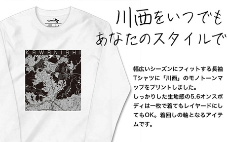【川西】地図柄ロングスリーブTシャツ（ホワイト）Mサイズ［No.349-02］