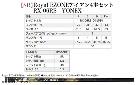 97-21B【SR】RoyalEZONEアイアン4本セット　RX-06RE　YONEX