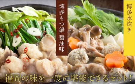 もつ鍋 博多の味本舗 醤油味＆博多水炊き 2-3人前 [ABCY013] もつ鍋