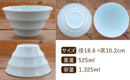 【美濃焼】 ラーメンどんぶり 軽量 19cm カラーボーダー 2色 セット ( ブルー / ピンク )  【丸半製陶所】食器 丼 ボウル [TDG007]