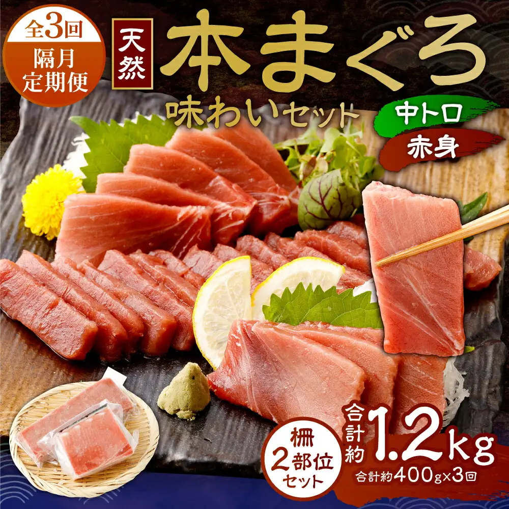 【定期便/計3回】天然本マグロ 400g（天身・中トロ） 【まぐろ】tk171