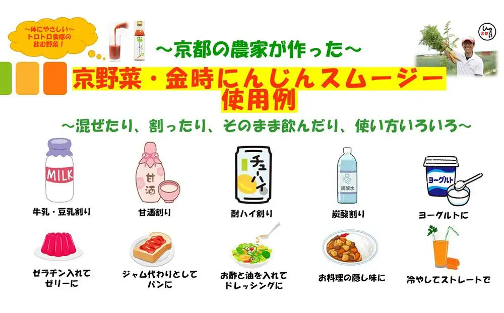 【anyone】京都の農家が作った京野菜・金時にんじんスムージー（3本セット）