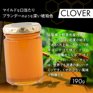山梨県上野原市産ハチミツ クローバー（190g 3本 計570g）上野原市産 はちみつ ハチミツ 蜂蜜 天然 570g 3本 クローバー ラベルレス マイルド 贈答 プレゼント ギフト 贈り物 送料無料 山梨県 上野原市
