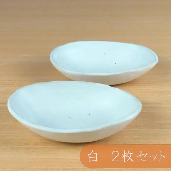 匠 －TAKUMI－ 【信楽焼】浅小鉢（白） ２枚セット　mu-003 (184622-40037606-wh)